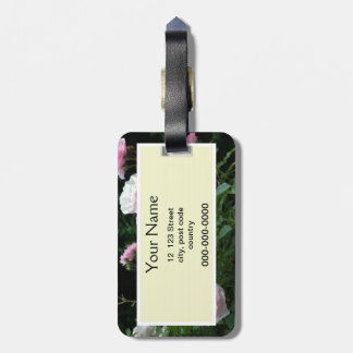 pretty pink and white rose flower bushes. Floral, Luggage Tag