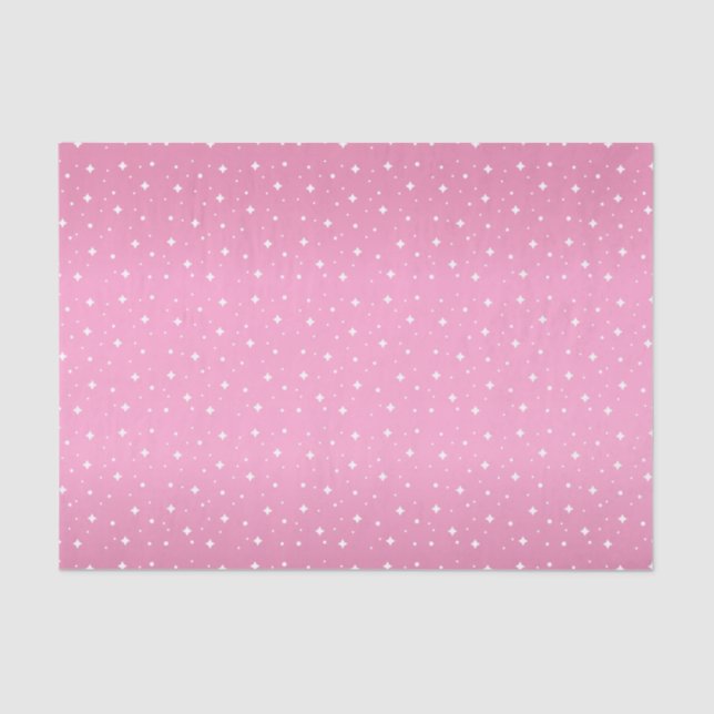 Pretty Pink and White Stars Tissue Paper (Front)