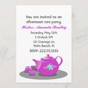 Pretty Pink and White Tea Party Invitation