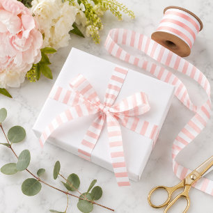 Pretty Pink and White vertical stripes Satin Ribbon
