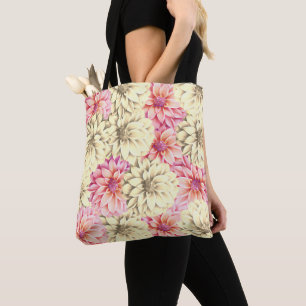 Pretty Pink and Yellow Floral  Tote Bag