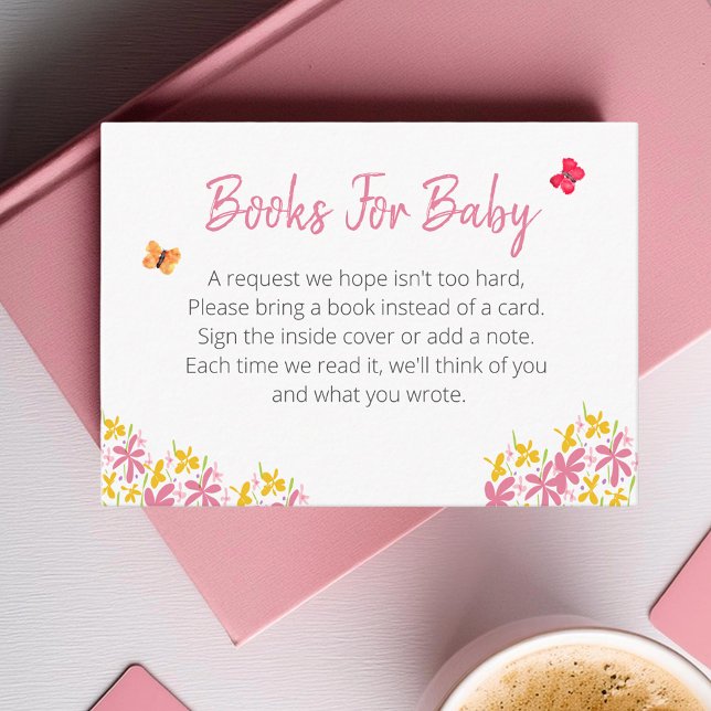 Pretty Pink and Yellow Flower Books For Baby Enclosure Card (Creator Uploaded)