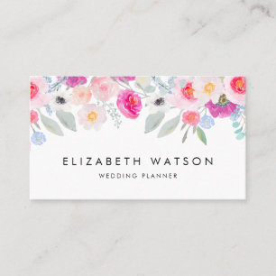 Pretty Pink Anemones and Roses Floral Business Card