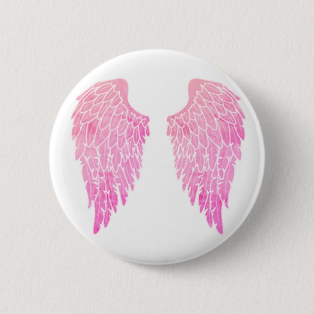 Pretty Pink Angel Wings 6 Cm Round Badge (Front)