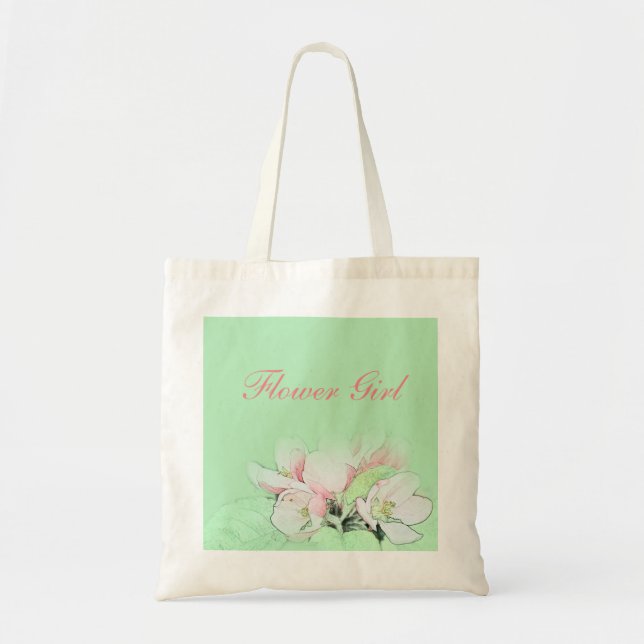 Pretty pink apple blossom flower girl tote bag (Front)