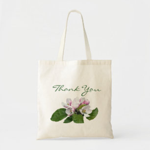 Pretty pink apple blossom wedding favour thank yo tote bag