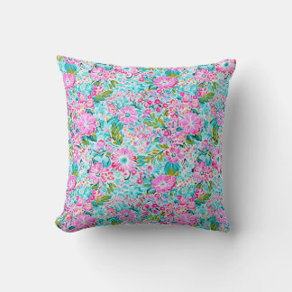 Pretty Pink Aqua Blue Chic Trendy Pastel Cushion
