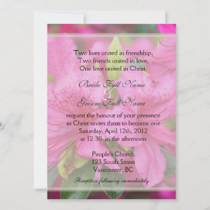 Pretty pink azalea flowers Christian wedding Invitation