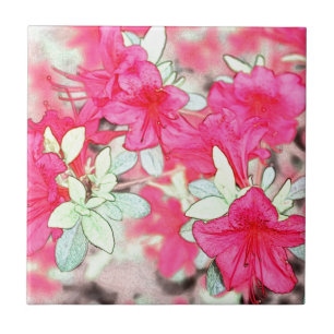 pretty pink azalea flowers. Floral garden plant Ceramic Tile