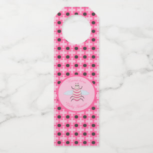 Pretty Pink Baby Girl Bee Custom Baby Shower Bottle Tag