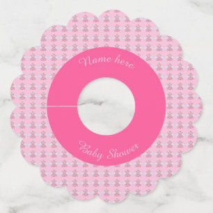 Pretty Pink Baby Girl Bee Custom Baby Shower Wine Glass Tag