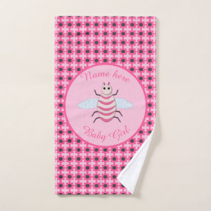 Pretty Pink Baby Girl Bee Custom Bath Towel Set