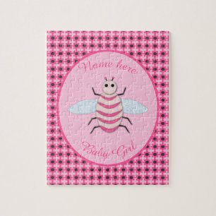 Pretty Pink Baby Girl Bee Custom Jigsaw Puzzle