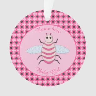 Pretty Pink Baby Girl Bee Custom Ornament
