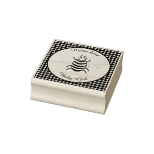Pretty Pink Baby Girl Bee Custom Rubber Stamp