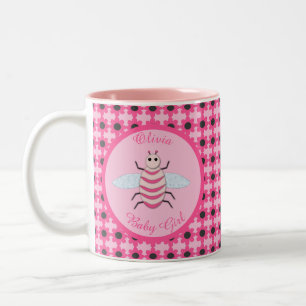 Pretty Pink Baby Girl Bee Custom Two-Tone Coffee Mug