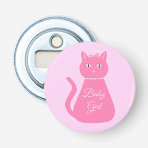Pretty Pink Baby Girl Cat Custom Bottle Opener