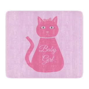 Pretty Pink Baby Girl Cat Custom Cutting Board