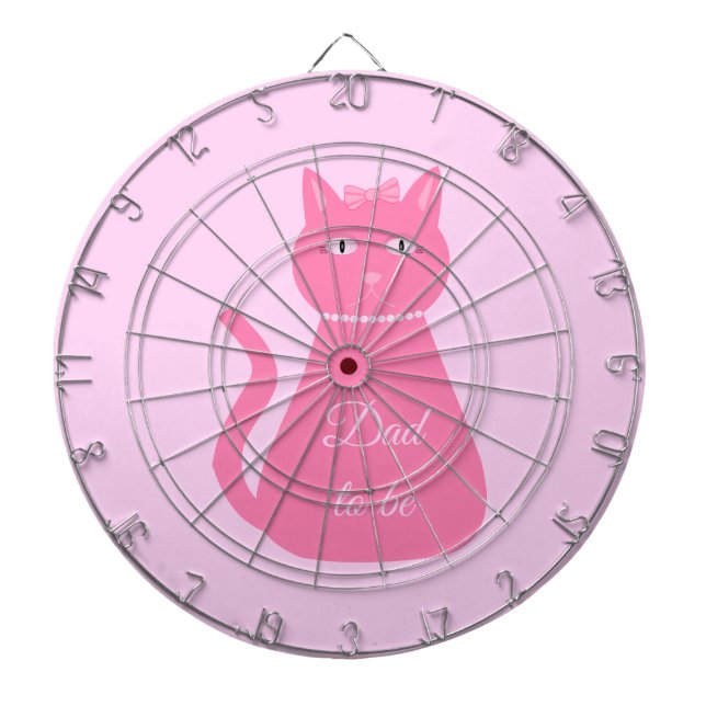 Pretty Pink Baby Girl Cat Custom Dad to be Dartboard (Front)