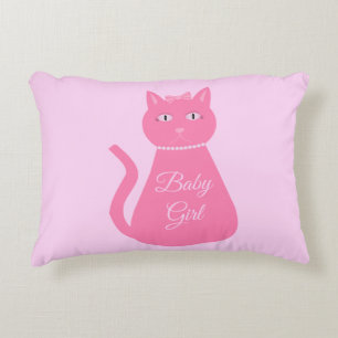 Pretty Pink Baby Girl Cat Custom Decorative Cushion