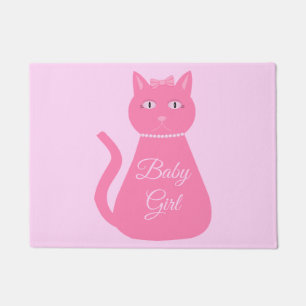 Pretty Pink Baby Girl Cat Custom Doormat