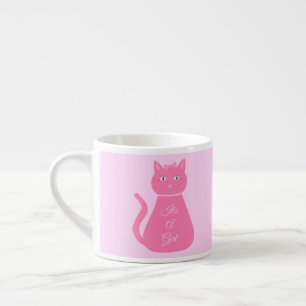 Pretty Pink Baby Girl Cat Custom Espresso Cup