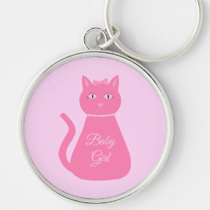 Pretty Pink Baby Girl Cat Custom Key Ring