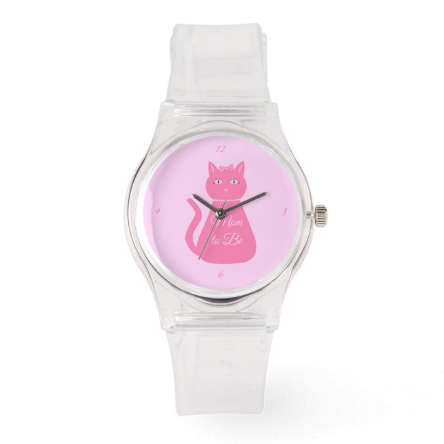 Pretty Pink Baby Girl Cat Custom Mum to be. Watch (Front)