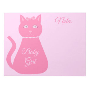 Pretty Pink Baby Girl Cat Custom Notepad