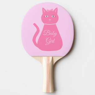 Pretty Pink Baby Girl Cat Custom Ping Pong Paddle