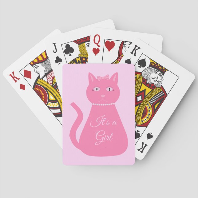 Pretty Pink Baby Girl Cat Custom Playing Cards (Back)