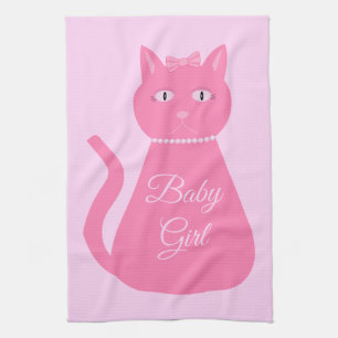 Pretty Pink Baby Girl Cat Custom Tea Towel