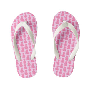 Pretty Pink Baby Girl Cat Patterned Kid's Thongs