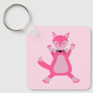 Pretty Pink Baby Girl Fox Baby Shower Custom Key Ring