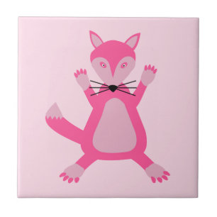 Pretty Pink Baby Girl Fox Ceramic Tile