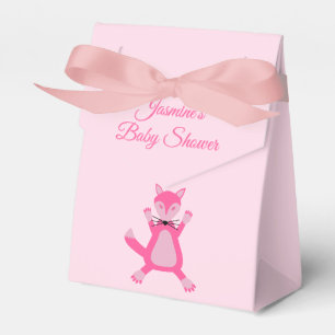 Pretty Pink Baby Girl Fox Custom Baby Shower Favour Box