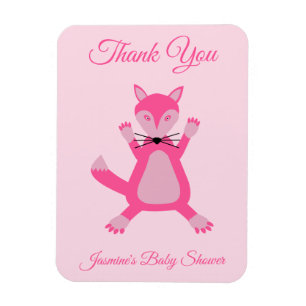 Pretty Pink Baby Girl Fox Custom Baby Shower Magnet