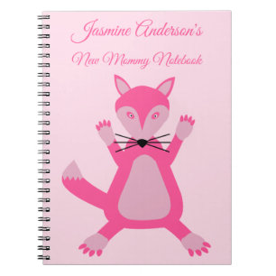 Pretty Pink Baby Girl Fox Custom New Mum Notebook
