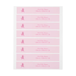 Pretty Pink Baby Girl Fox Custom Wraparound Address Label