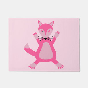 Pretty Pink Baby Girl Fox Doormat