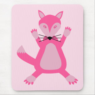 Pretty Pink Baby Girl Fox Mouse Pad