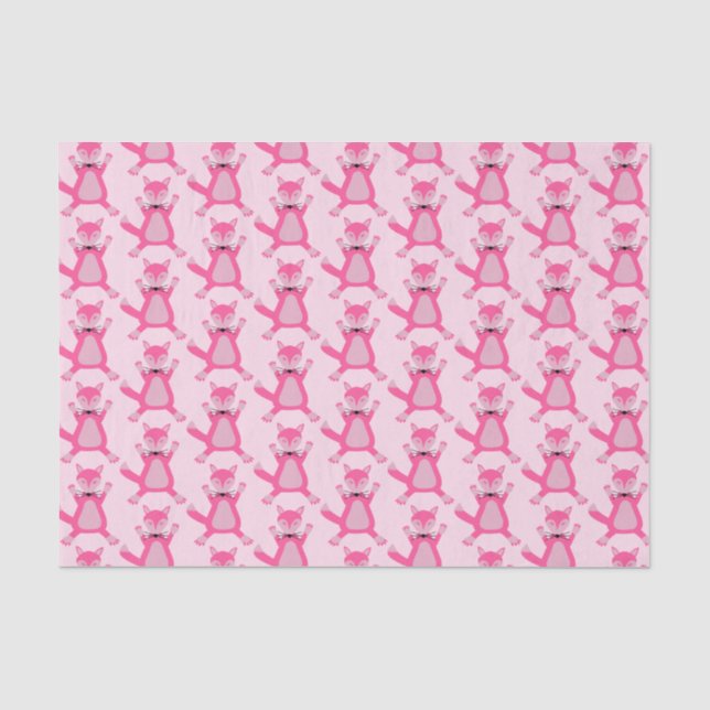 Pretty Pink Baby Girl Fox Patterned Tissue Paper (Front)
