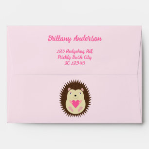 Pretty Pink Baby Girl Hedgehog Baby Shower Envelope
