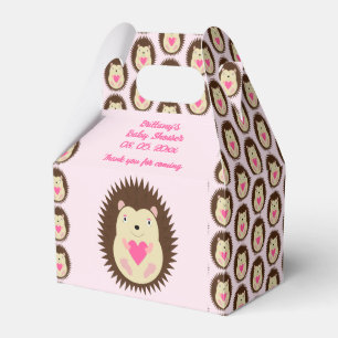 Pretty Pink Baby Girl Hedgehog Baby Shower Favour Box