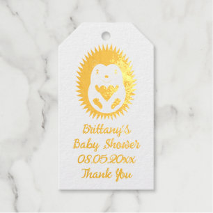 Pretty Pink Baby Girl Hedgehog Baby Shower Gift Tags