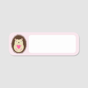 Pretty Pink Baby Girl Hedgehog Baby Shower Name Tag