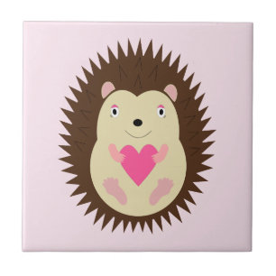 Pretty Pink Baby Girl Hedgehog Ceramic Tile