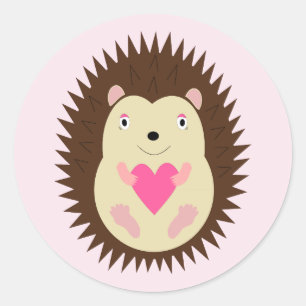 Pretty Pink Baby Girl Hedgehog Classic Round Sticker