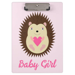 Pretty Pink Baby Girl Hedgehog Custom Clipboard
