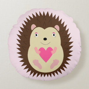 Pretty Pink Baby Girl Hedgehog New Baby Round Cushion